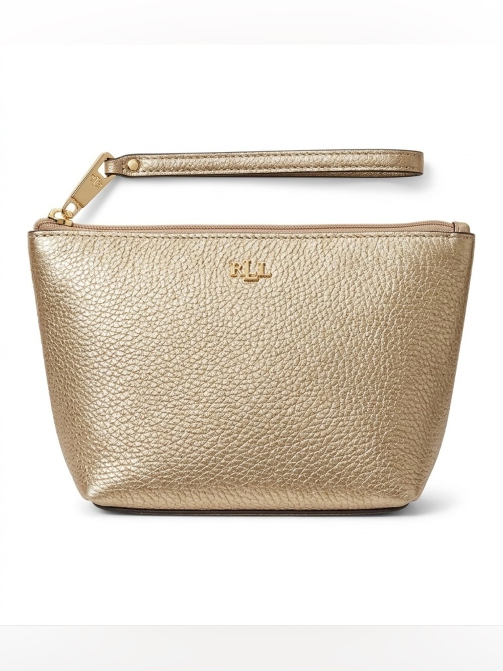 Ralph Lauren Metallic Gold Mekeup Cosmetic Mini Bag Clutch